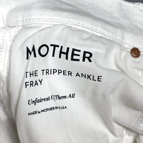 MOTHER The Tripper Ankle Fray Jeans in White Unfairest of Them All Size 24 Flare - Picture 3 of 16